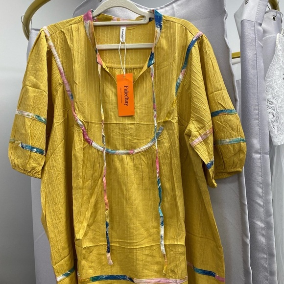 Tops - Flaxbaby Yellow Tunic with Multicolor Accents